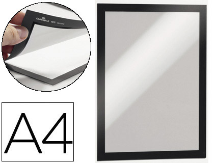 2 marco porta anuncios Durable magnéticos A4 negro dorso adhesivo removible
